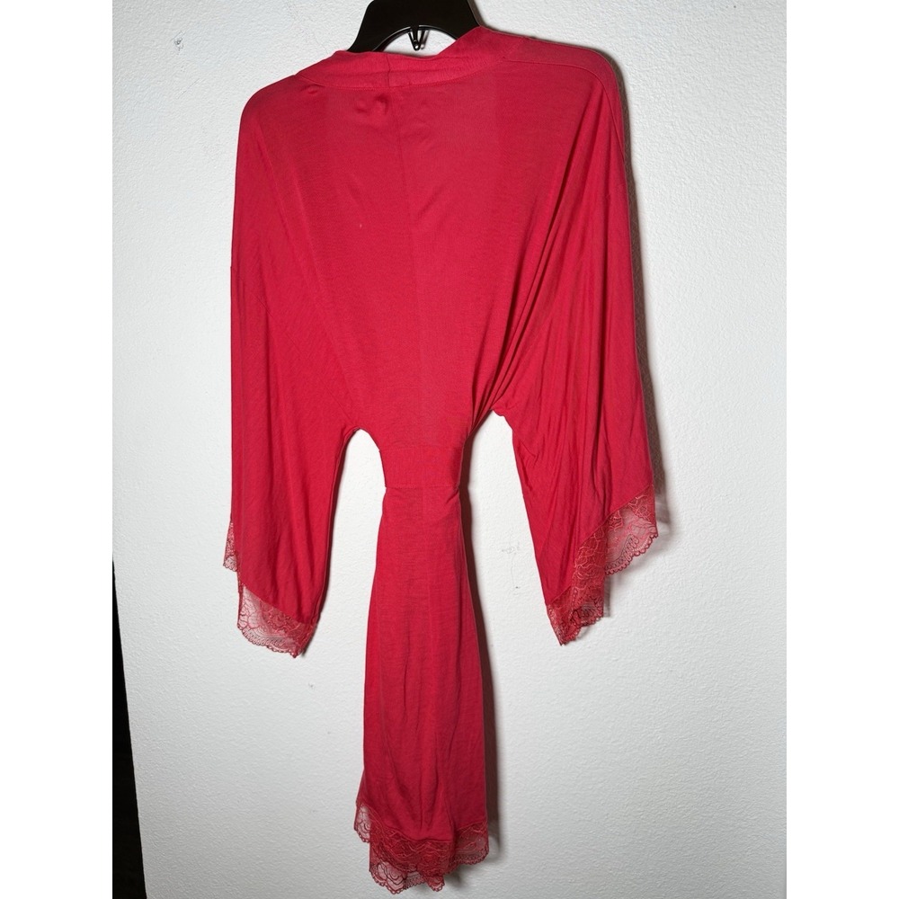 EBERJEY Mariana Modal Blend Lace‎ Belted Kimono Robe : RED - Women's L Large - Picture 7 of 7